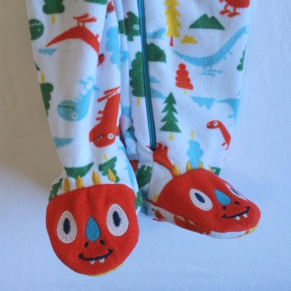 joe fresh dinosaur fleece zipper footie sleeper pajamas 12-18 months baby - Picture 2 of 6